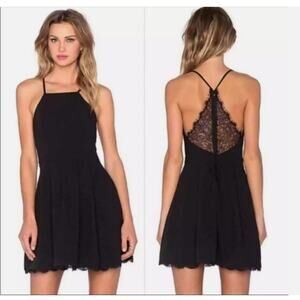 Lovers + Friends Dress Womens XS Fit & Flare Cocktail Lace Open Back Pleated